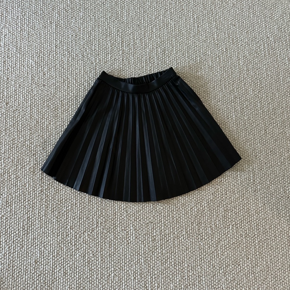 Zara Black Pleated Faux Leather Skirt